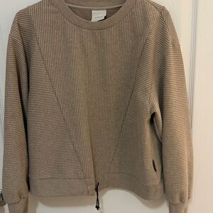 Varley size medium women’s Taupe Ribbed Crew Neck Sweater